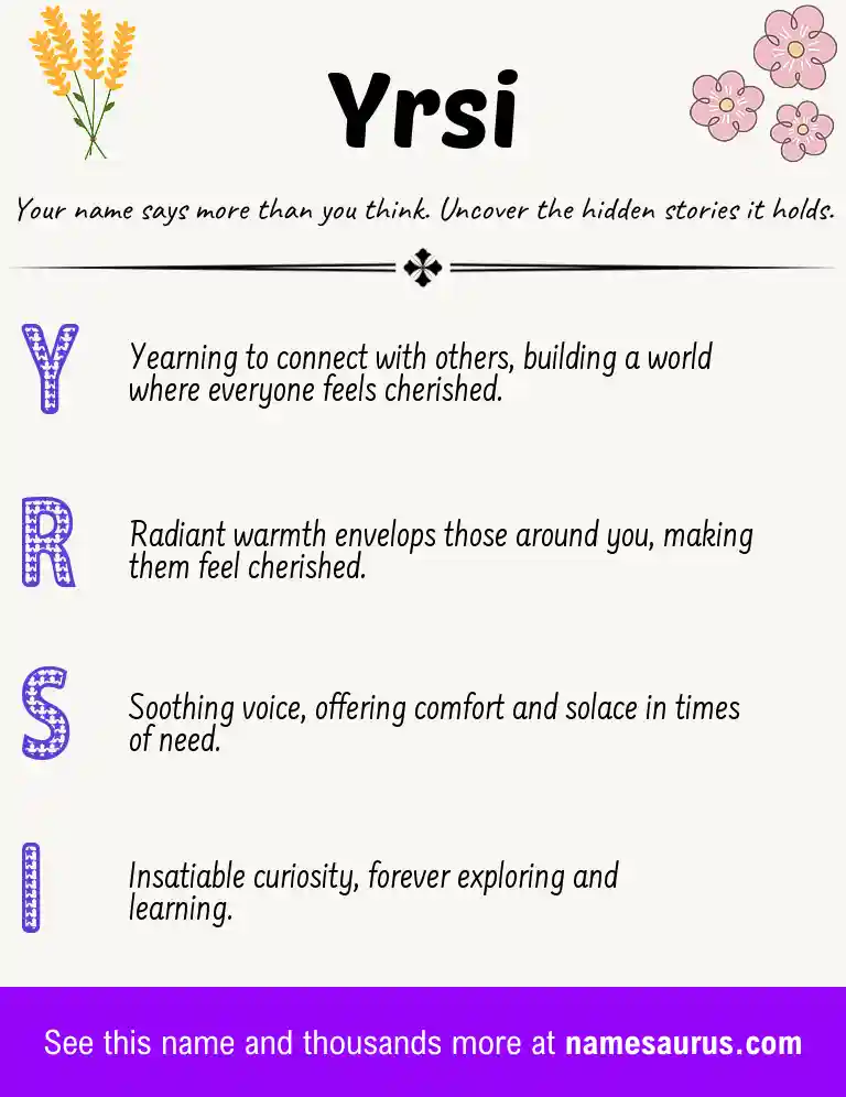 Acrostic poem about Yrsi.