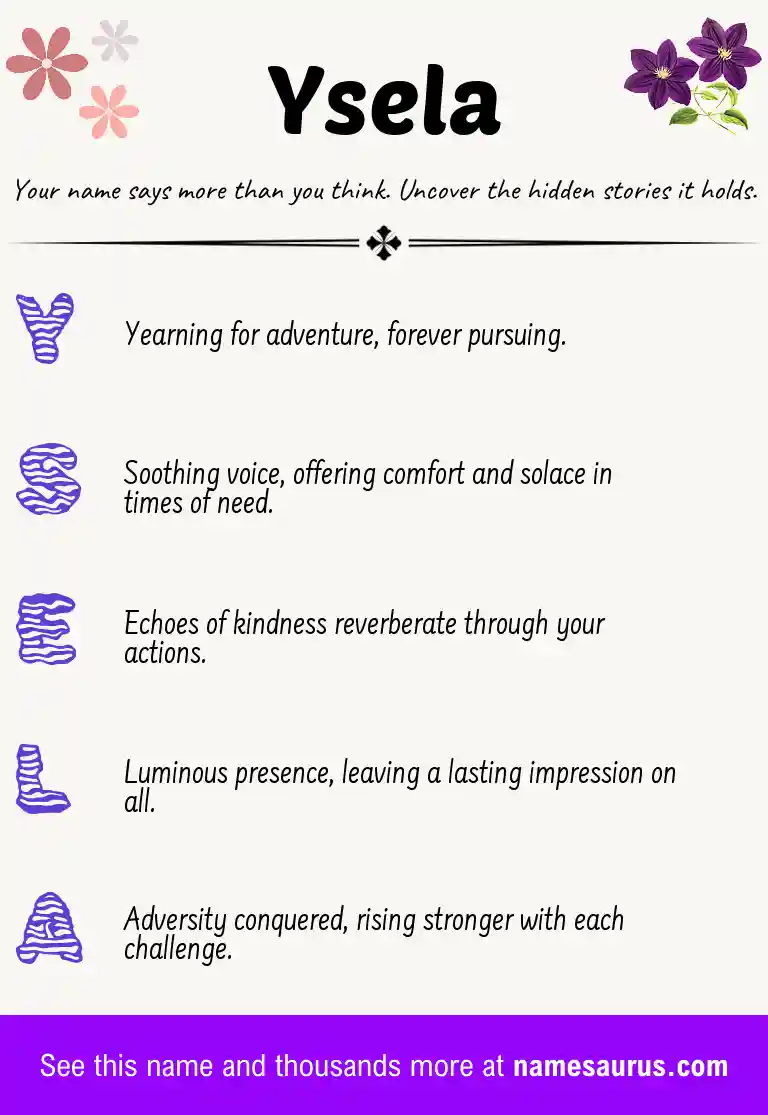 Acrostic poem about Ysela.
