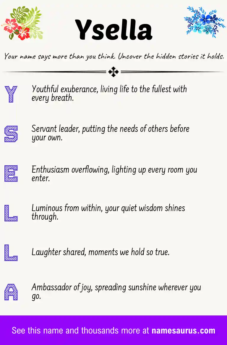 Acrostic poem about Ysella.