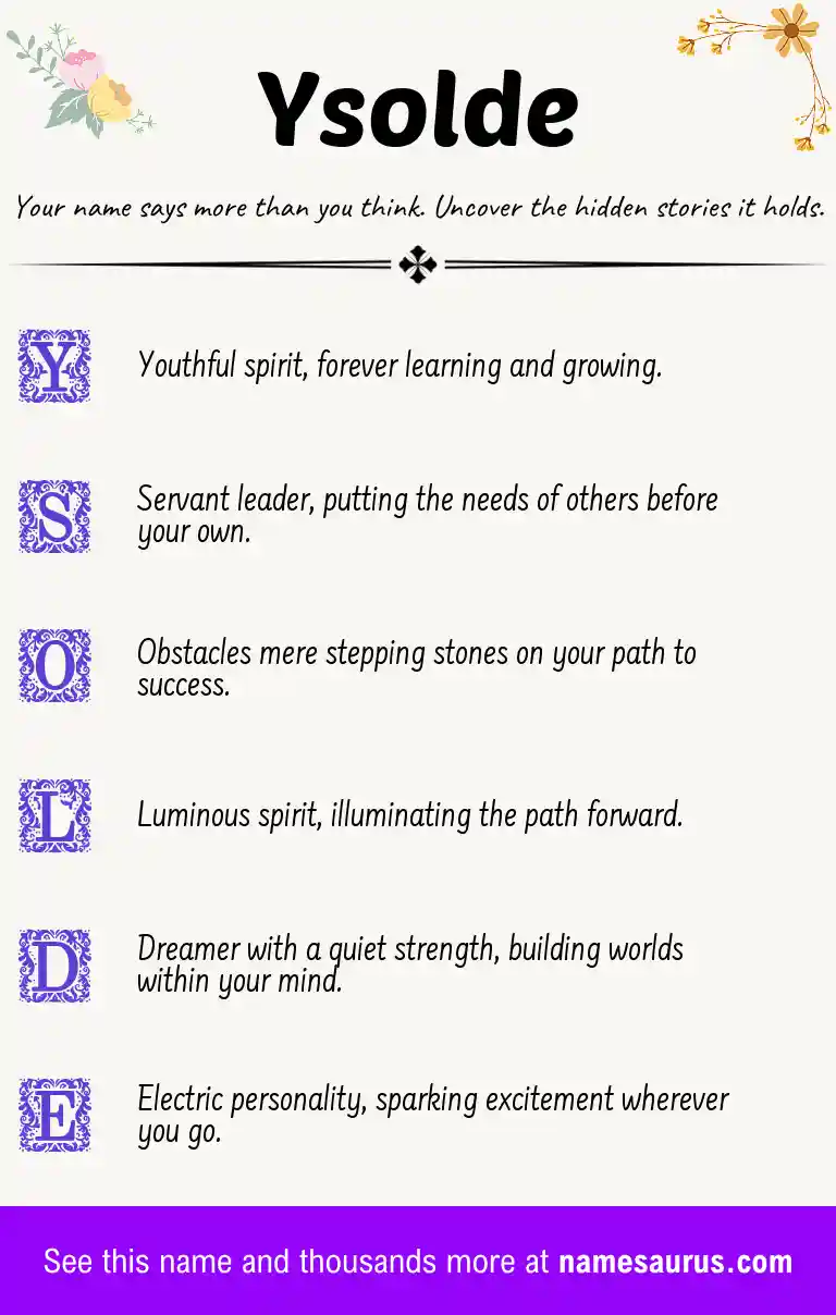 Acrostic poem about Ysolde.
