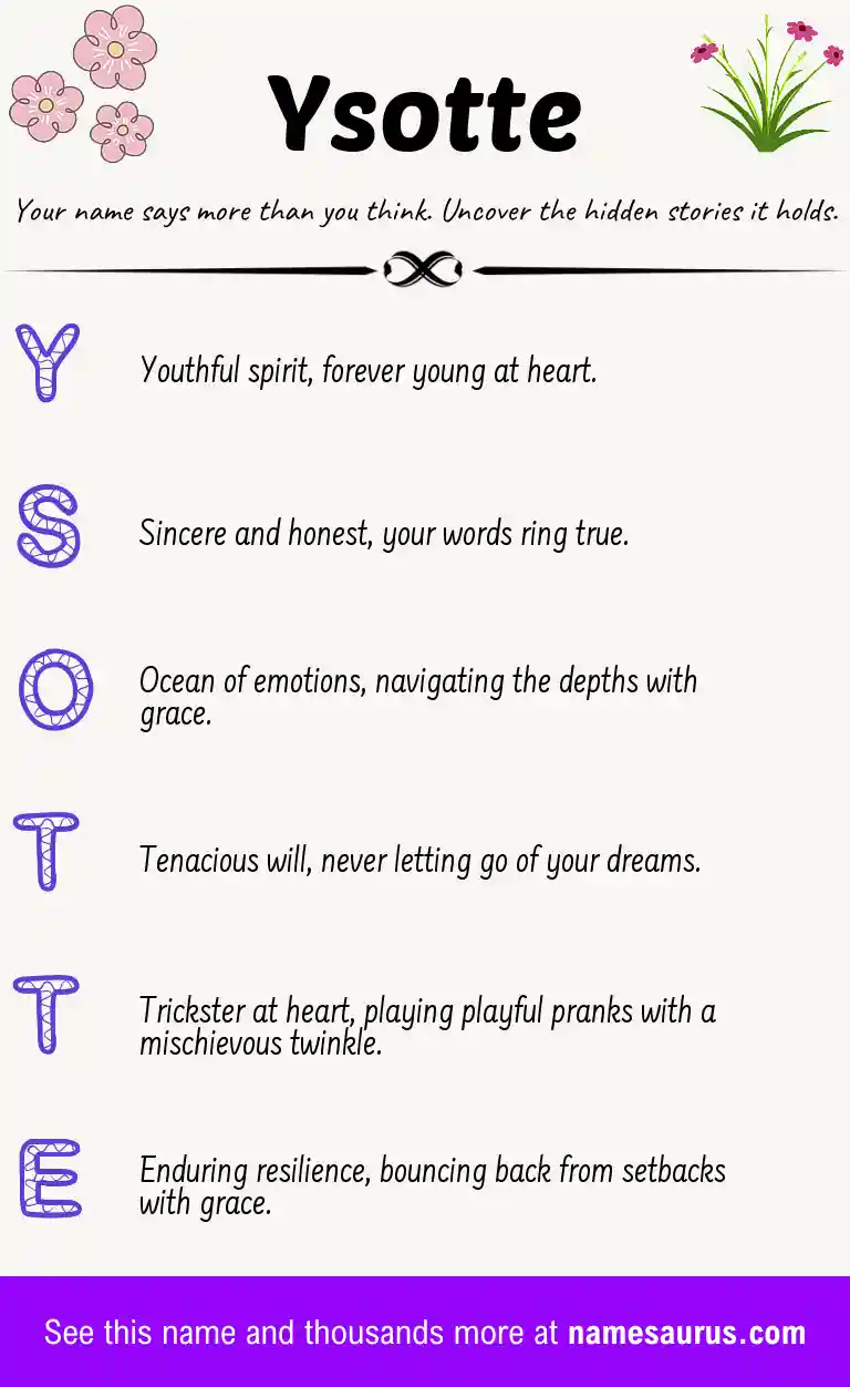 Acrostic poem about Ysotte.