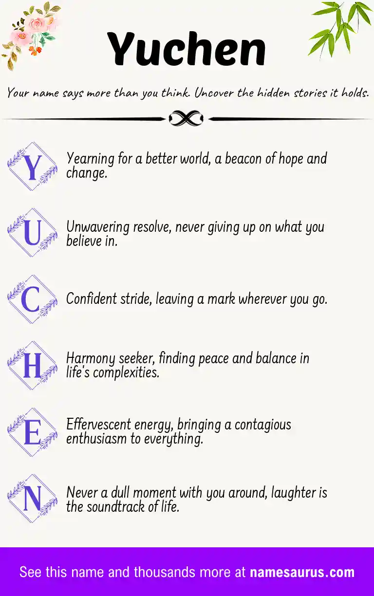 Acrostic poem about Yuchen.