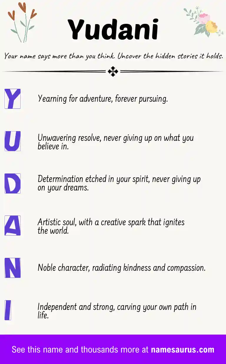 Acrostic poem about Yudani.