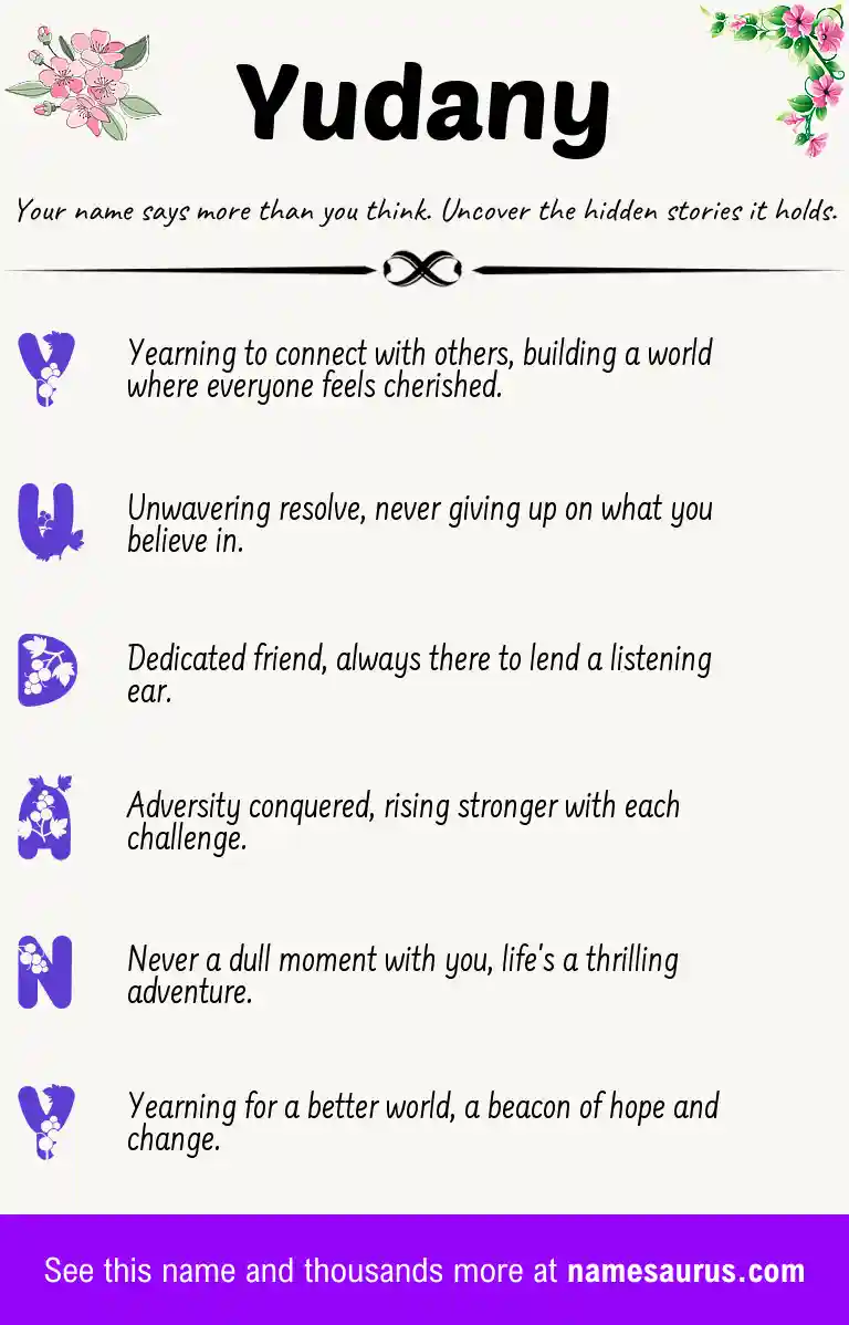 Acrostic poem about Yudany.