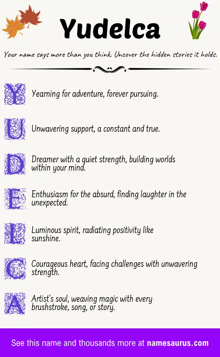 Acrostic poem about Yudelca.