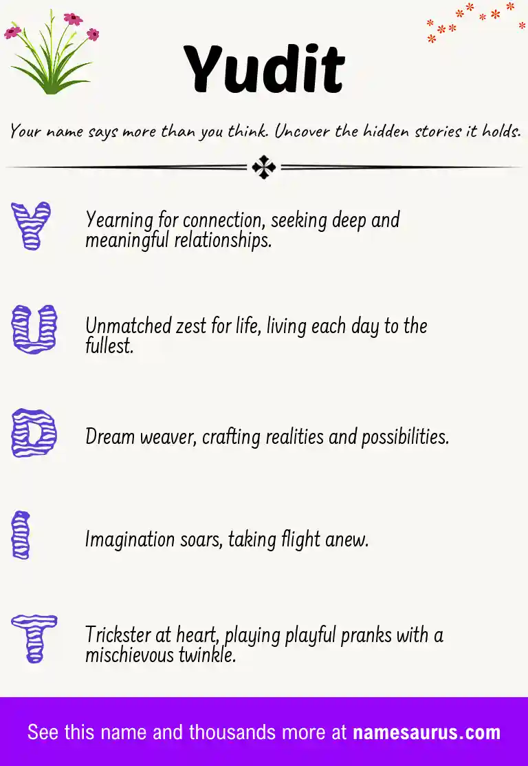 Acrostic poem about Yudit.