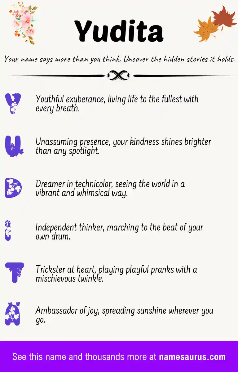 Acrostic poem about Yudita.