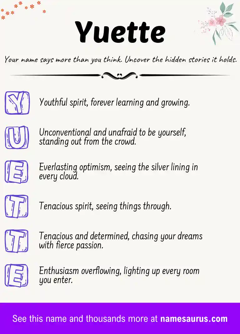 Acrostic poem about Yuette.