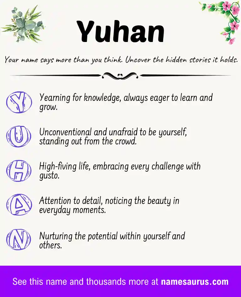 Acrostic poem about Yuhan.