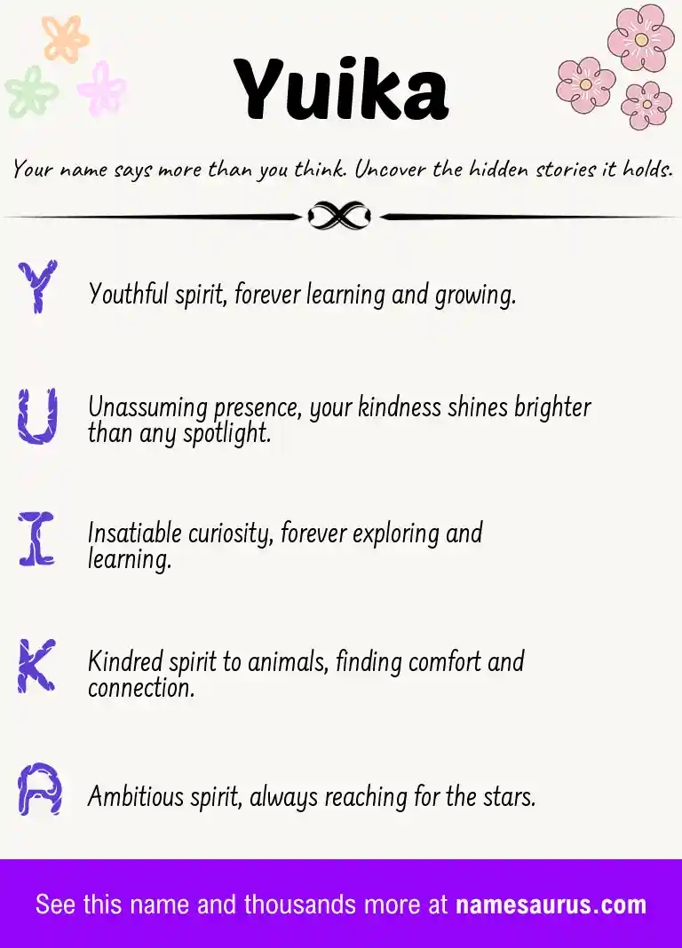 Acrostic poem about Yuika.