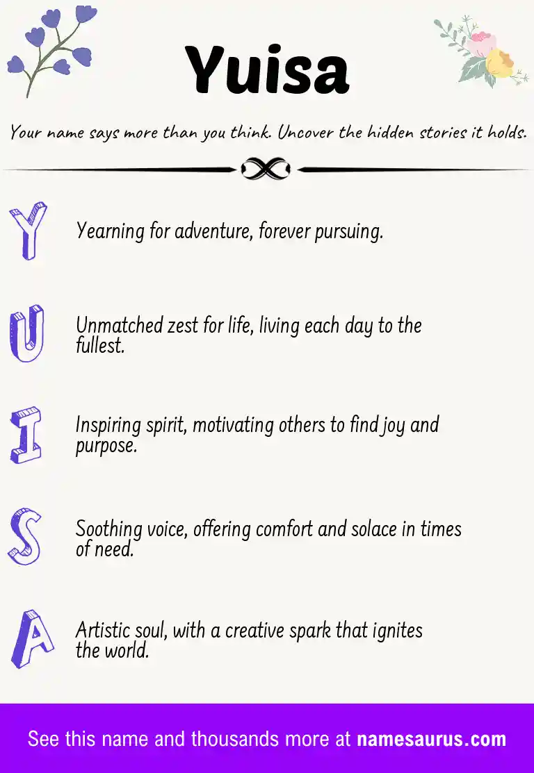 Acrostic poem about Yuisa.