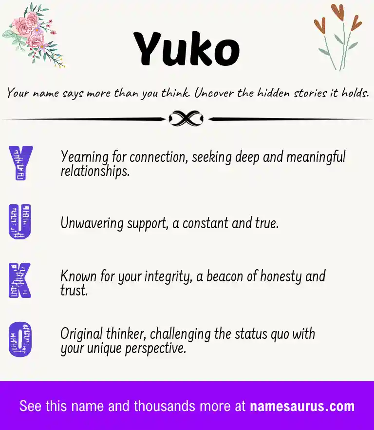 Acrostic poem about Yuko.