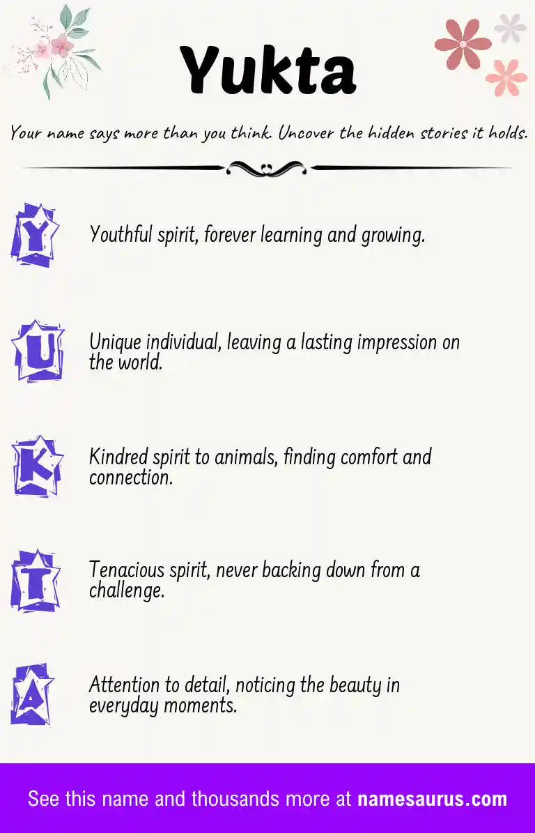 Acrostic poem about Yukta.