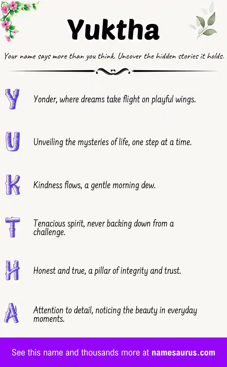 Acrostic poem about Yuktha.