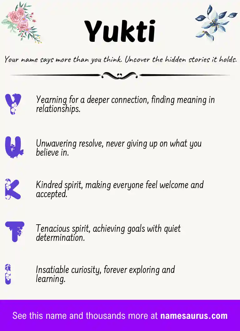 Acrostic poem about Yukti.