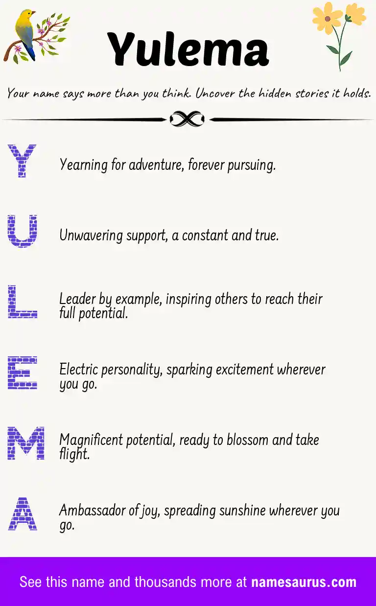Acrostic poem about Yulema.