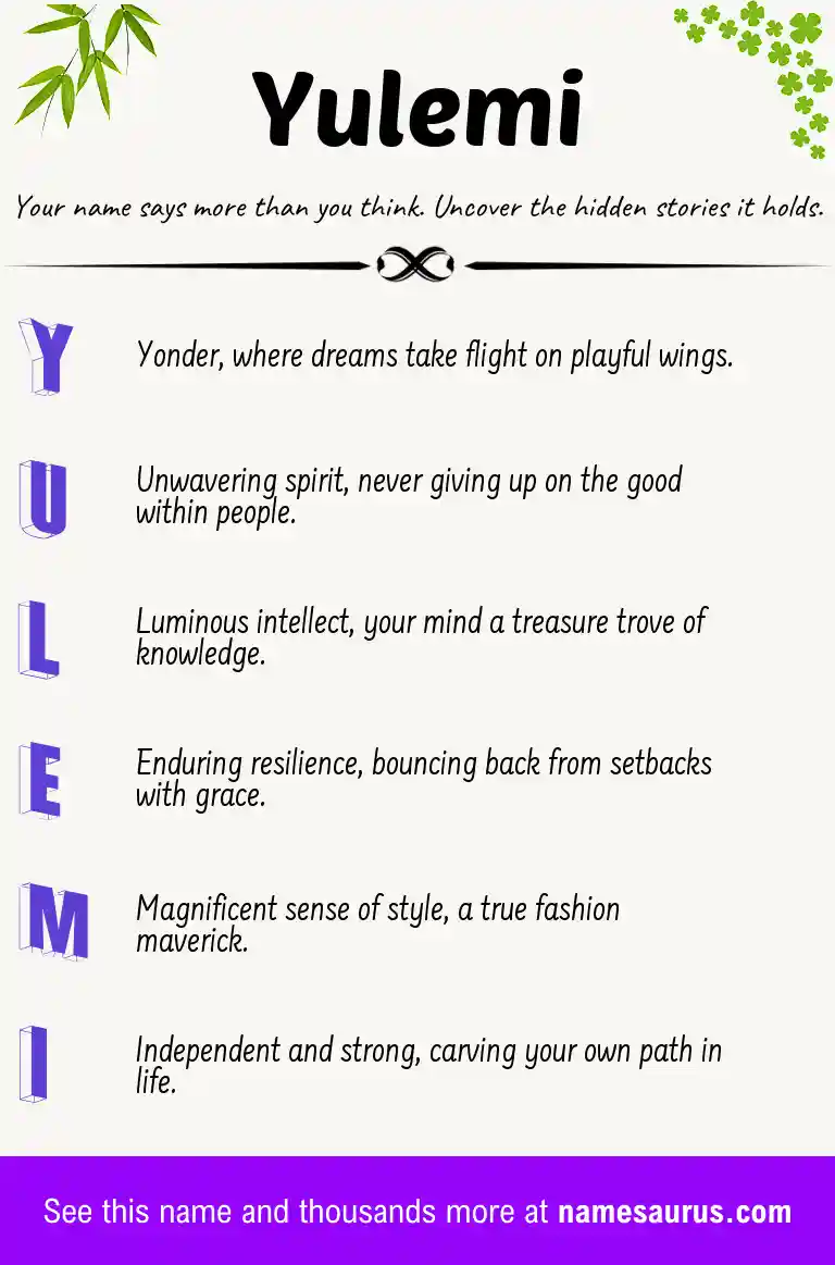 Acrostic poem about Yulemi.