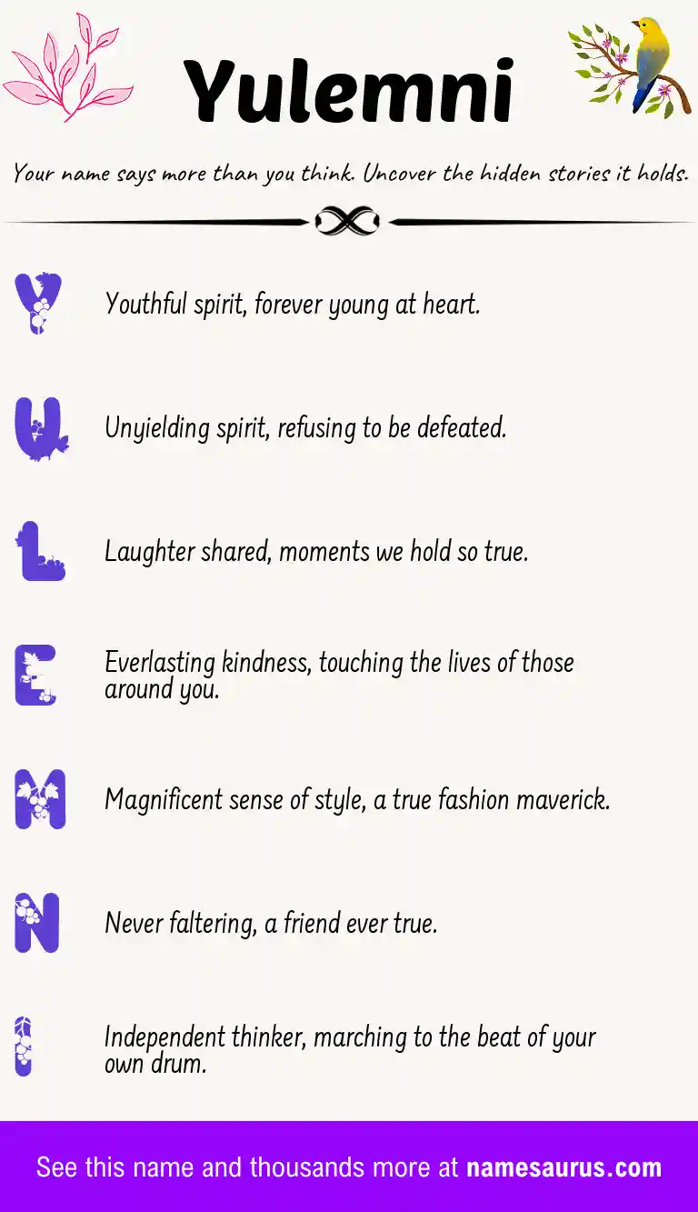 Acrostic poem about Yulemni.