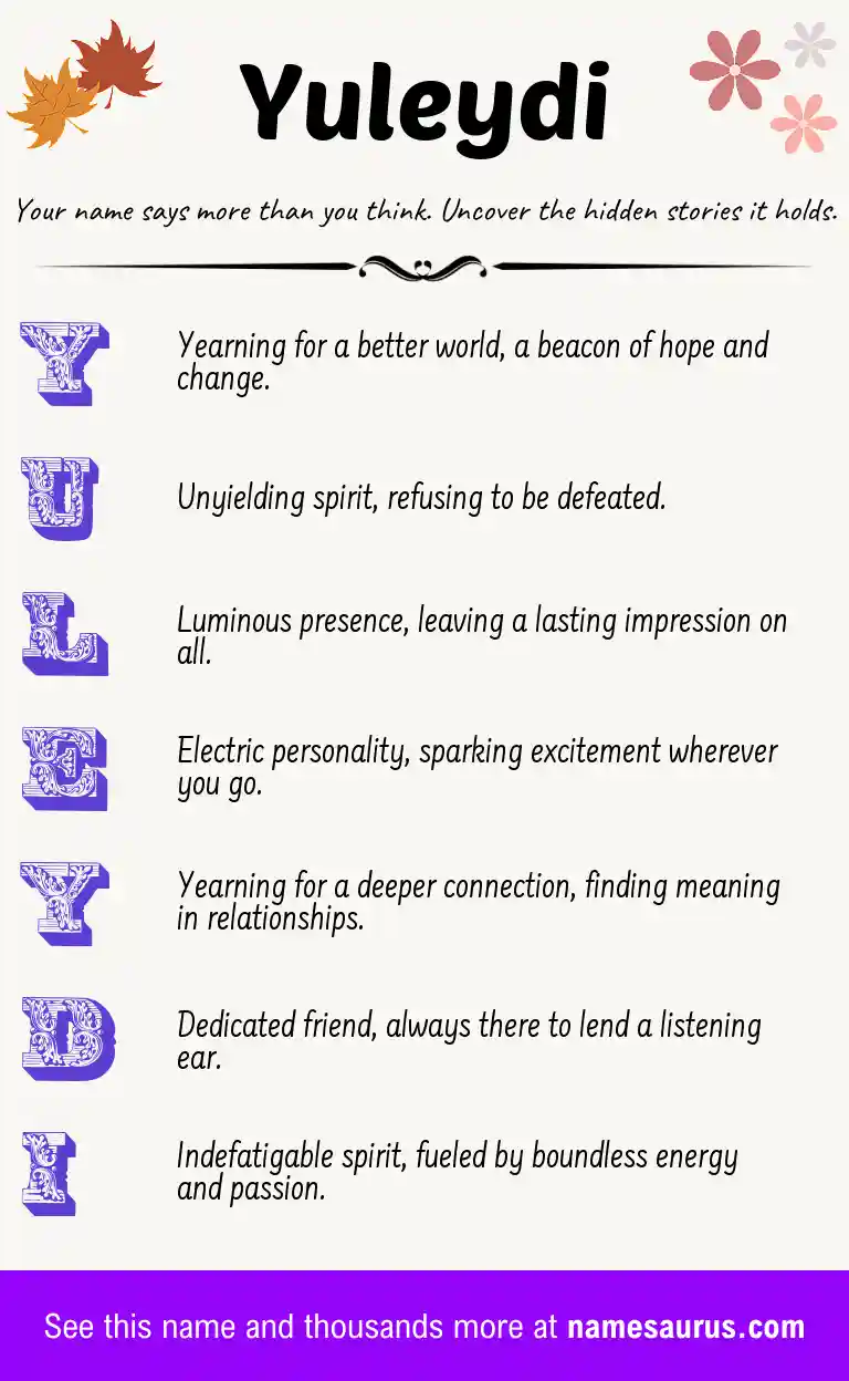 Acrostic poem about Yuleydi.