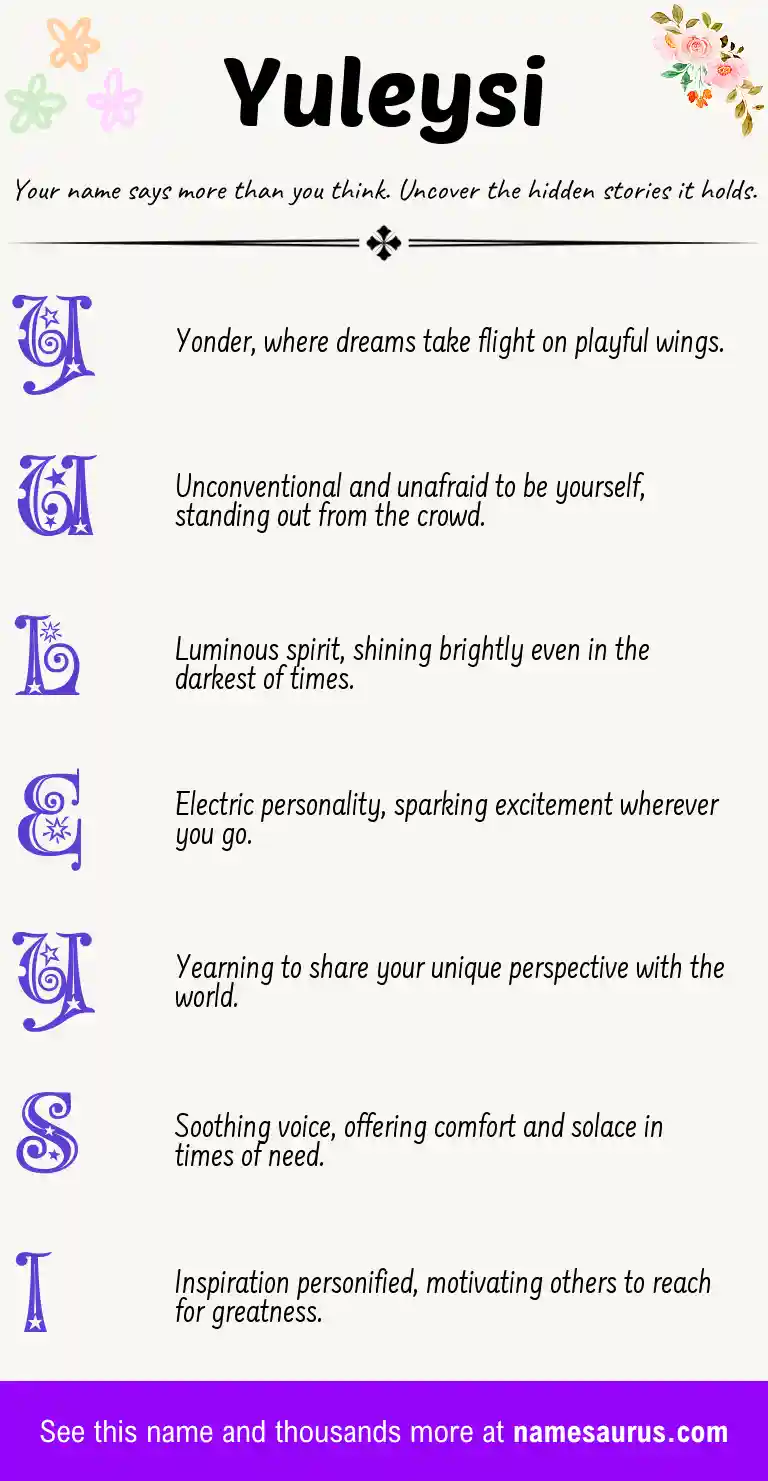 Acrostic poem about Yuleysi.