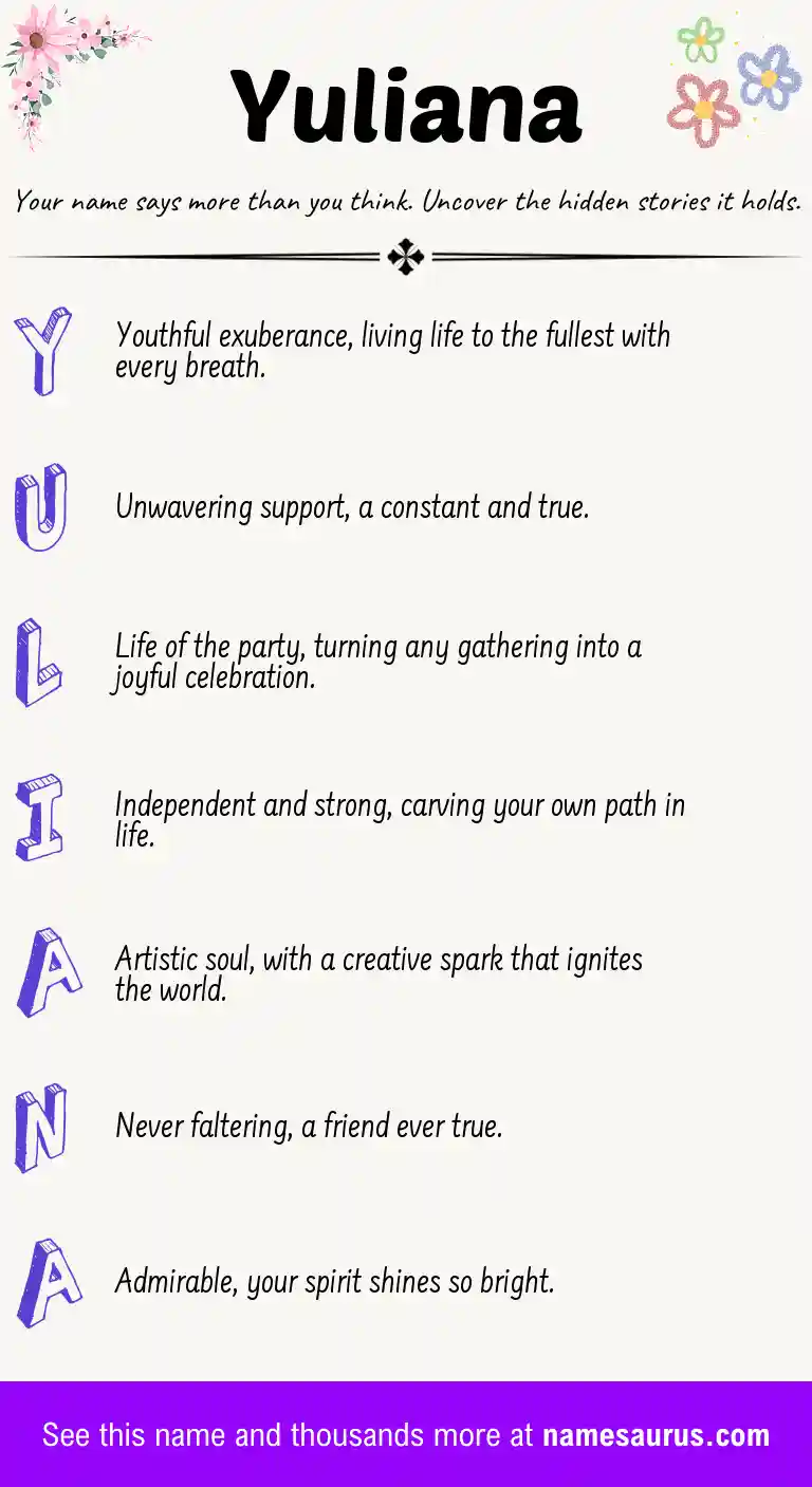Acrostic poem about Yuliana.