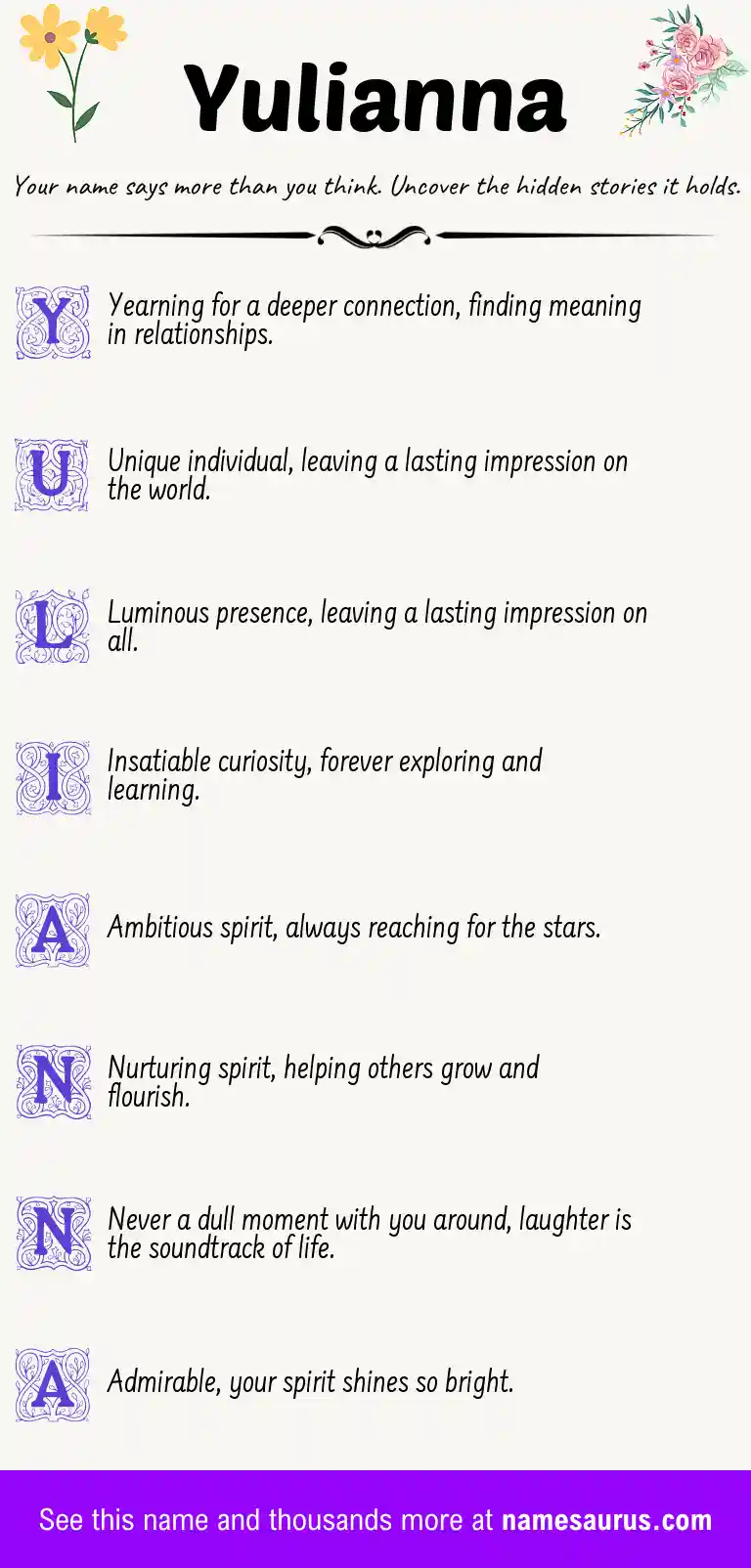 Acrostic poem about Yulianna.