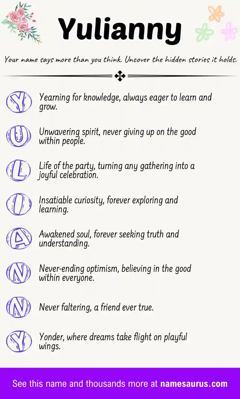 Acrostic poem about Yulianny.