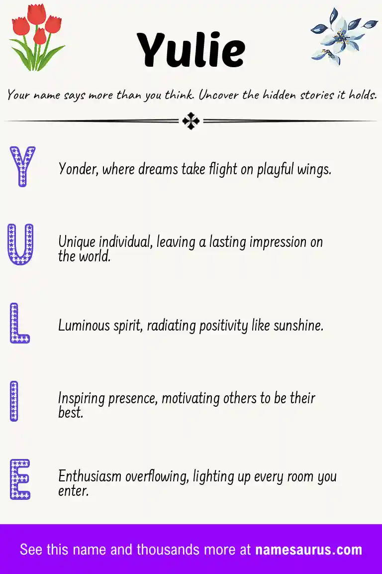 Acrostic poem about Yulie.