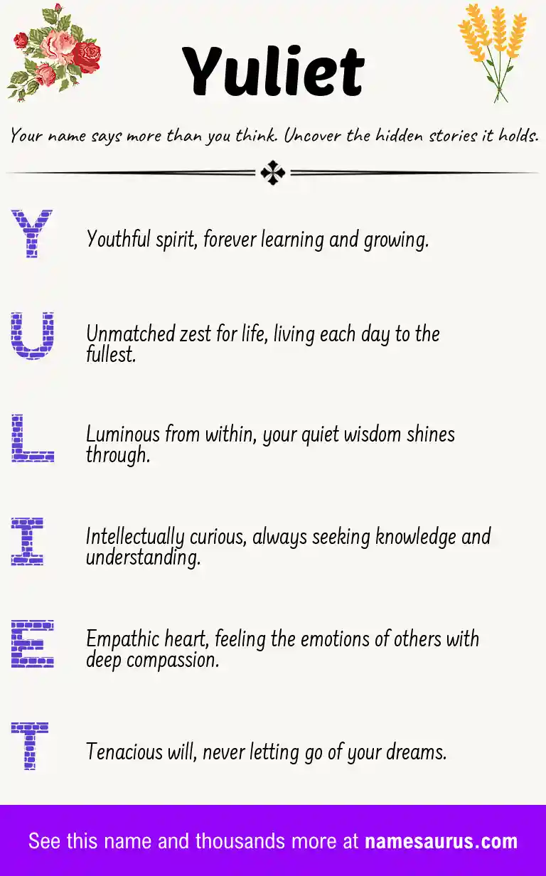 Acrostic poem about Yuliet.