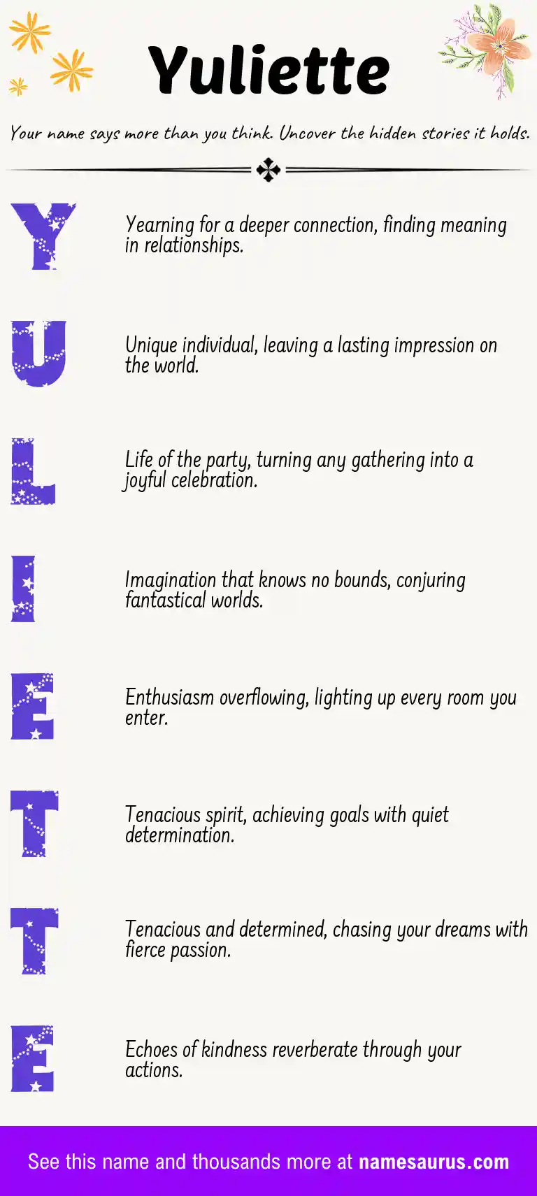Acrostic poem about Yuliette.