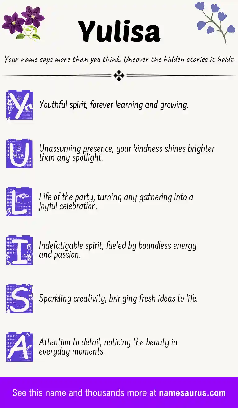 Acrostic poem about Yulisa.