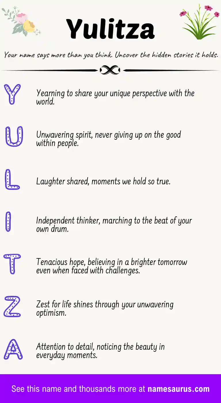 Acrostic poem about Yulitza.