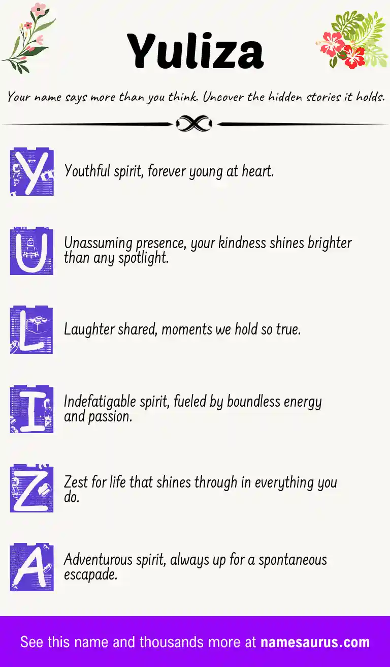 Acrostic poem about Yuliza.