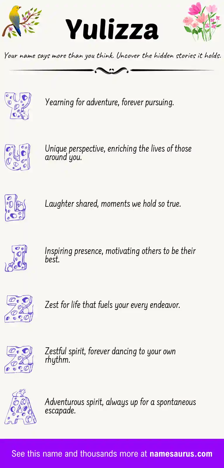 Acrostic poem about Yulizza.