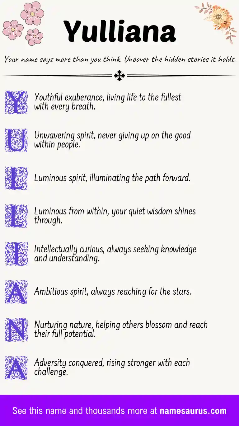 Acrostic poem about Yulliana.