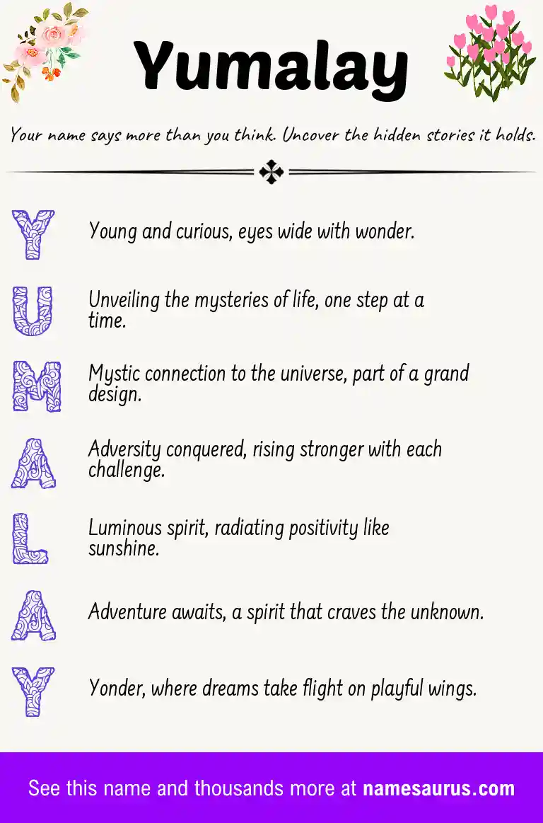 Acrostic poem about Yumalay.
