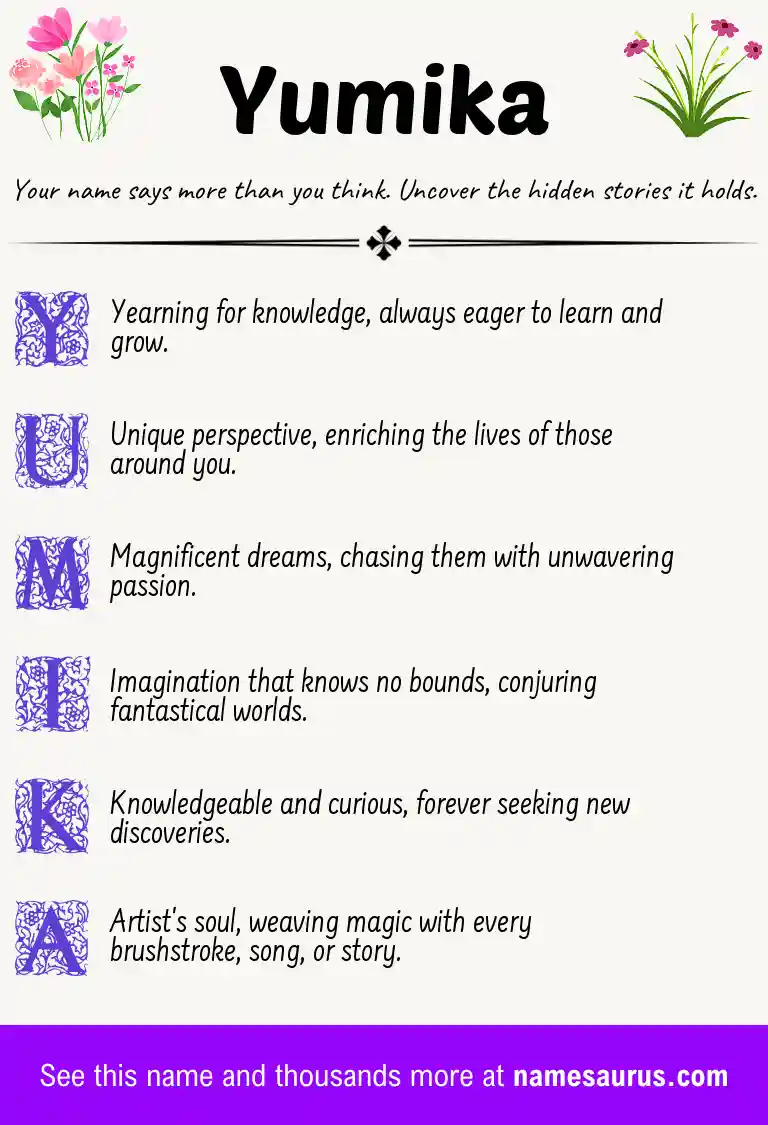 Acrostic poem about Yumika.