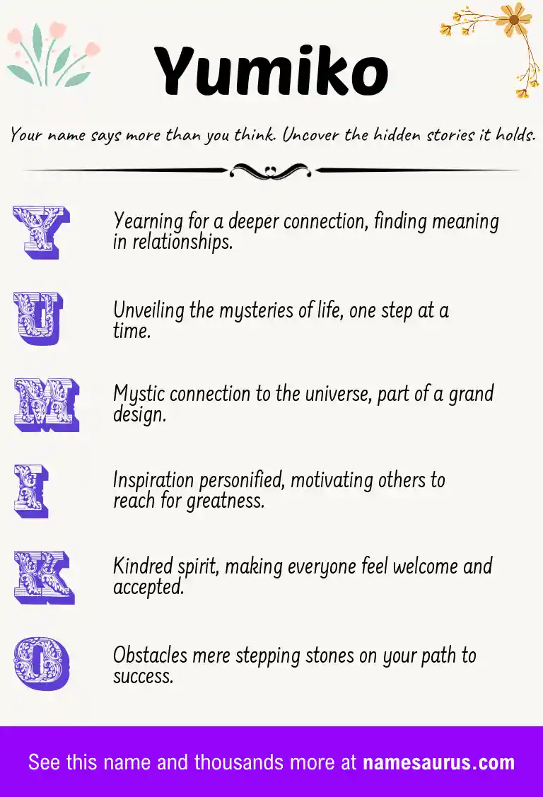 Acrostic poem about Yumiko.