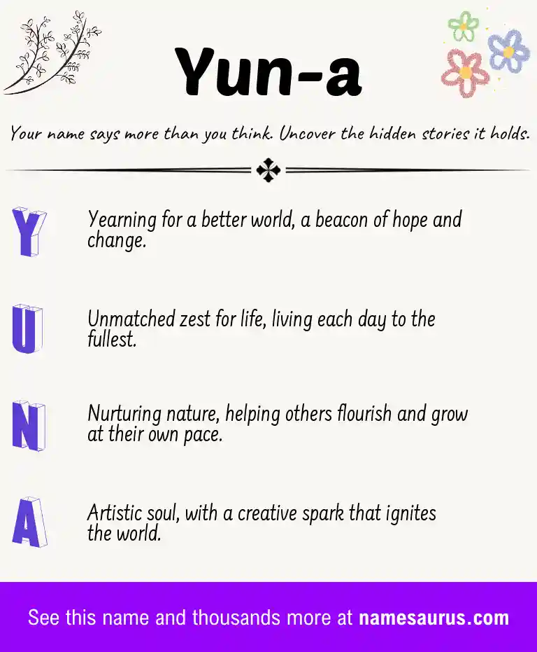 Acrostic poem about Yun-a.
