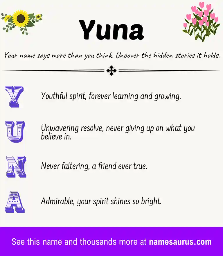 Acrostic poem about Yuna.
