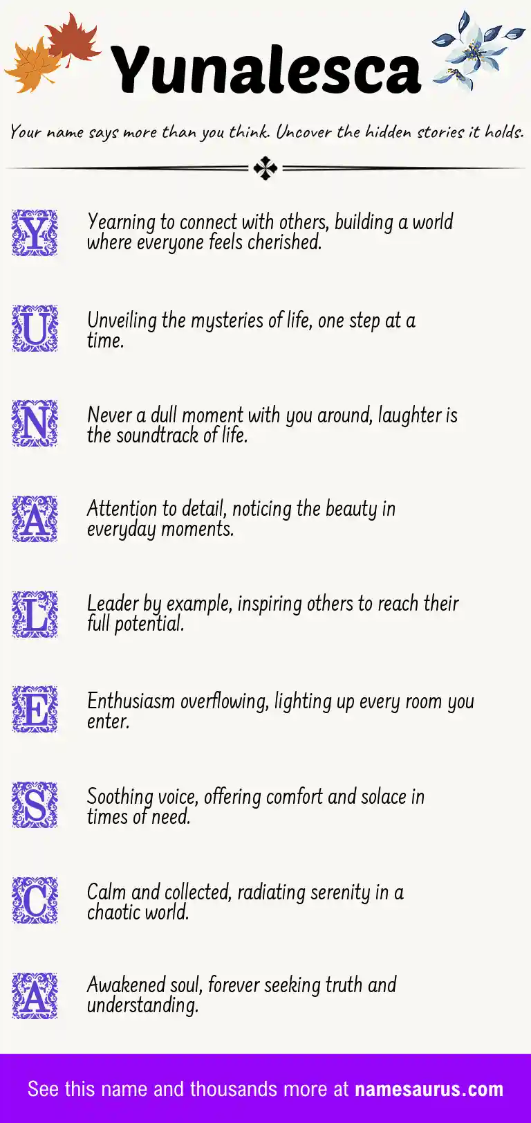Acrostic poem about Yunalesca.