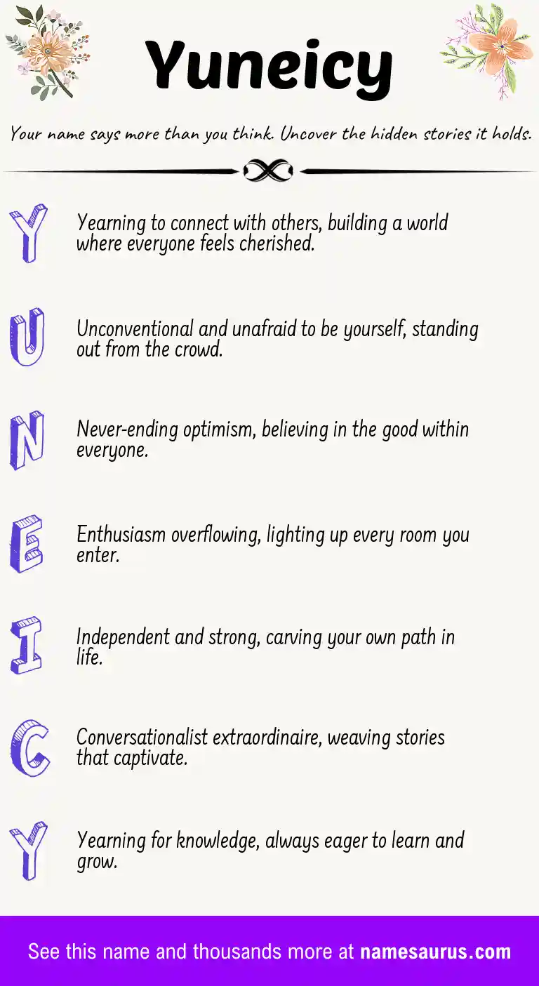 Acrostic poem about Yuneicy.