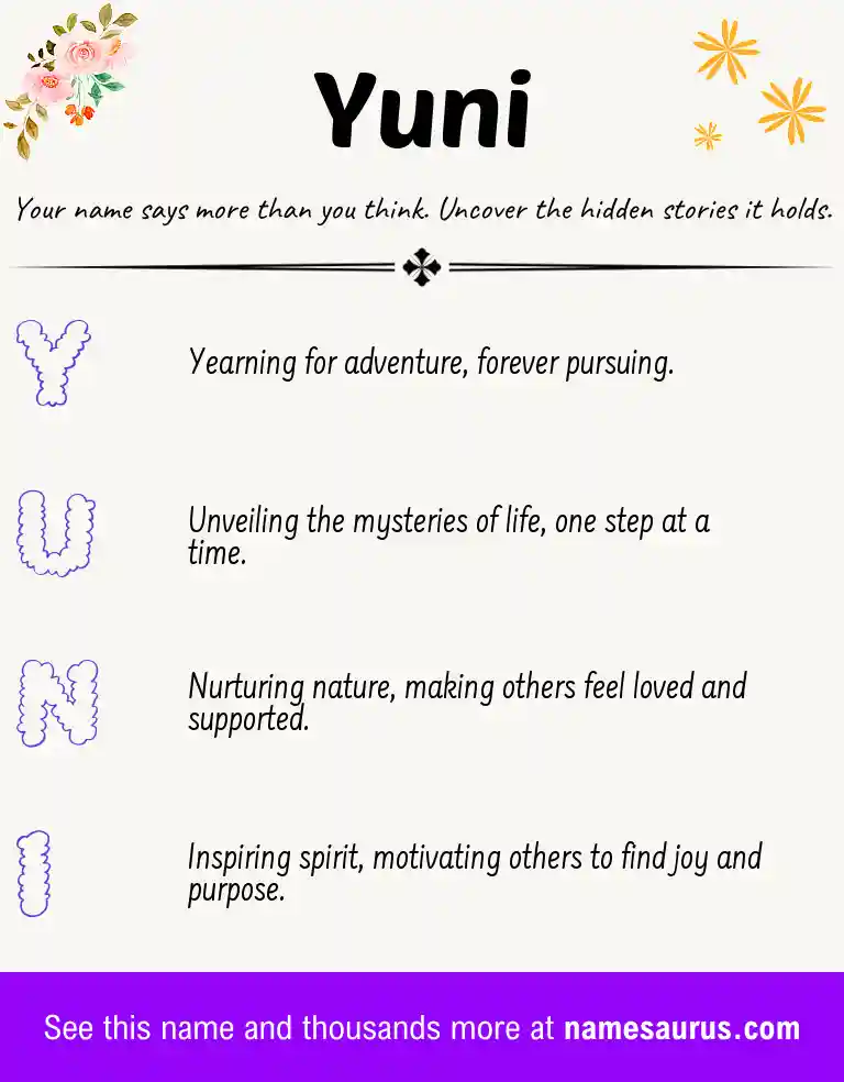 Acrostic poem about Yuni.