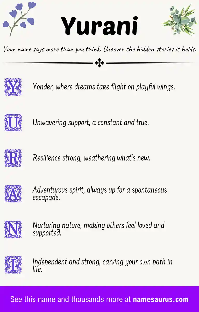 Acrostic poem about Yurani.