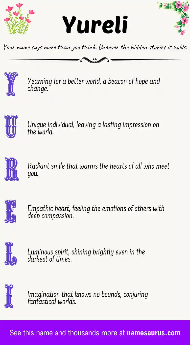 Acrostic poem about Yureli.