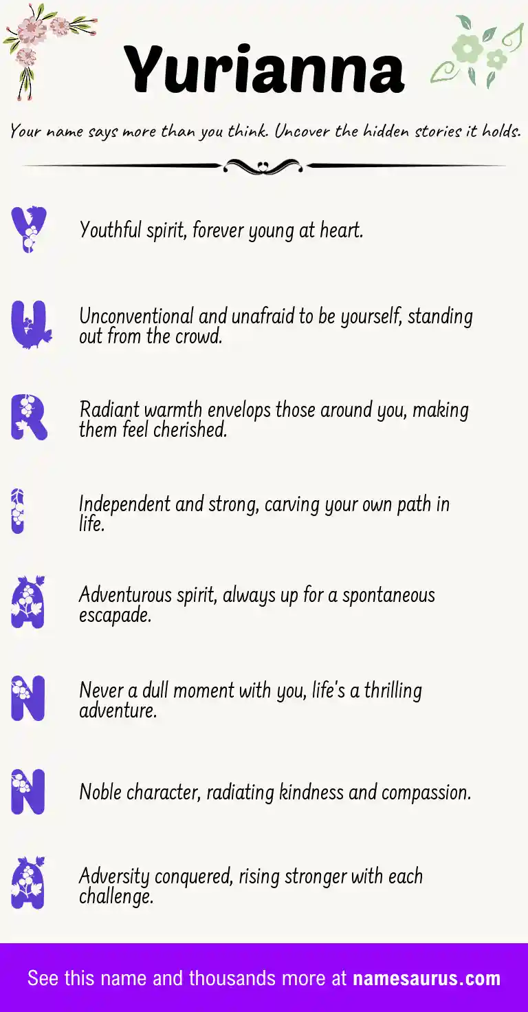 Acrostic poem about Yurianna.