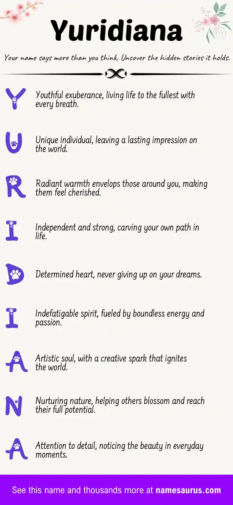 Acrostic poem about Yuridiana.