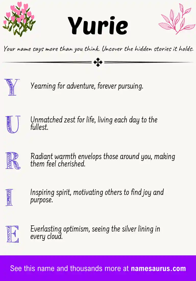 Acrostic poem about Yurie.