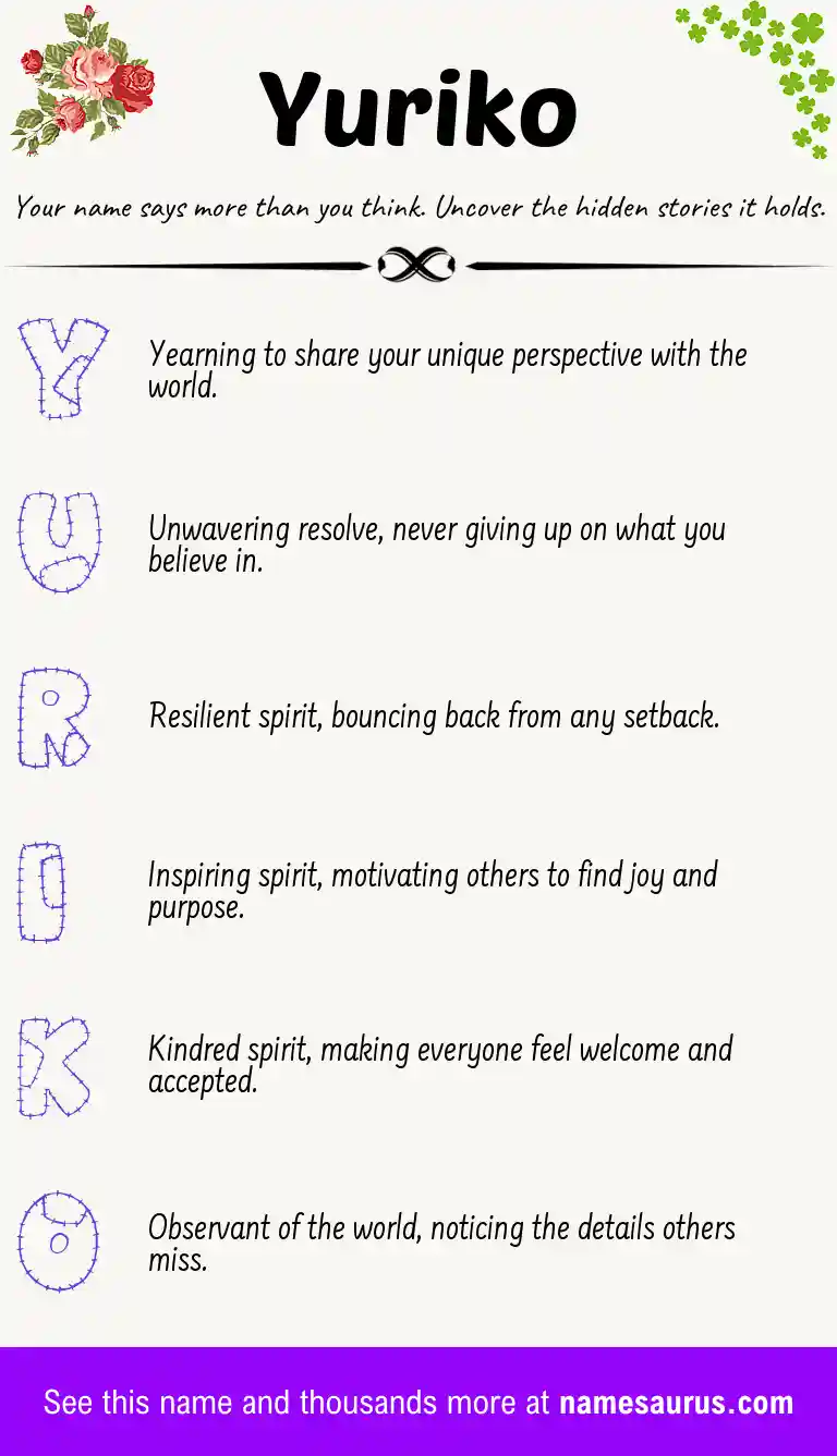 Acrostic poem about Yuriko.