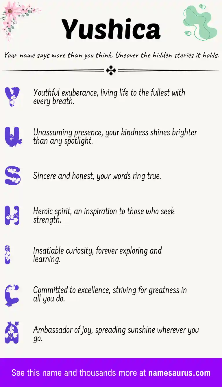 Acrostic poem about Yushica.